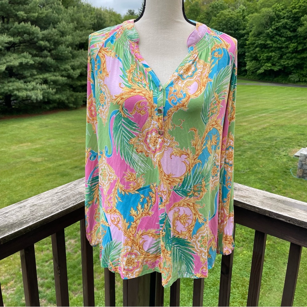 Kim Gravel belle tunic top flowy baroque pastel dopamine preppy classic medium